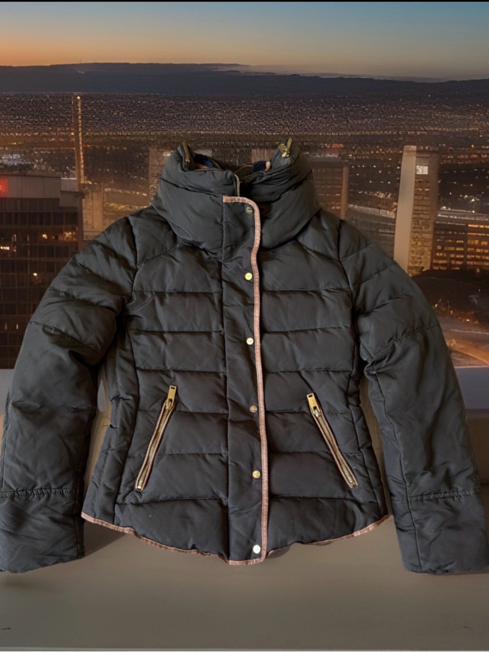 Zara Basic Women's Size S Quilted Down Puffer Jacket. Dark Green. Great Cond.
